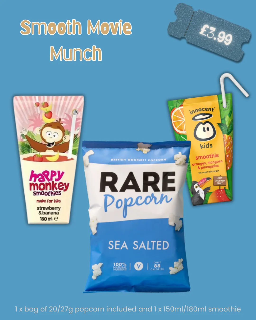 LLRSocial Movie Munch image of popcorn and smoothie bundle