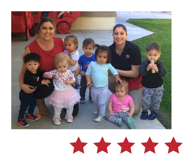 childcare staff with infants