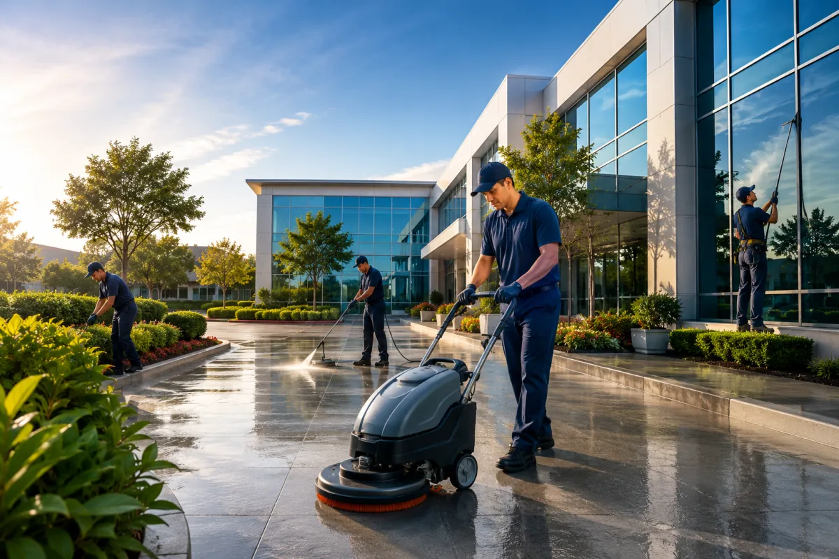 Commercial office cleaning service in an Orange County office building by All Care
