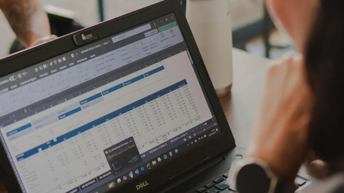 a laptop screen showing a table of data