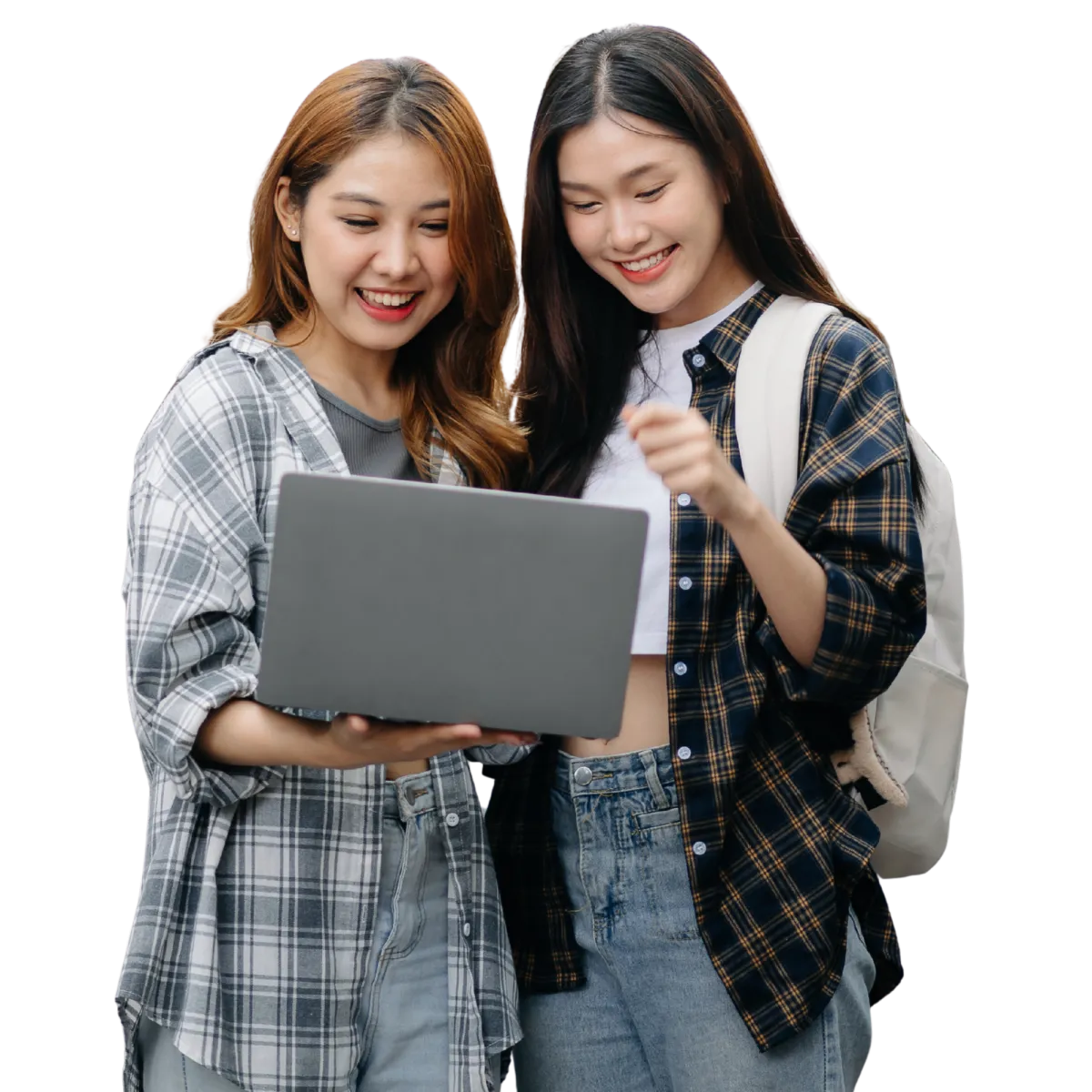Smiling students learning through virtual internships.