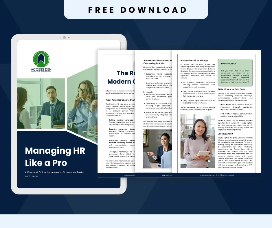 A free digital resource for interns managing HR tasks and team coordination.