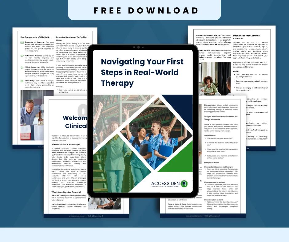 A free digital resource guiding interns through their first steps in therapy careers.