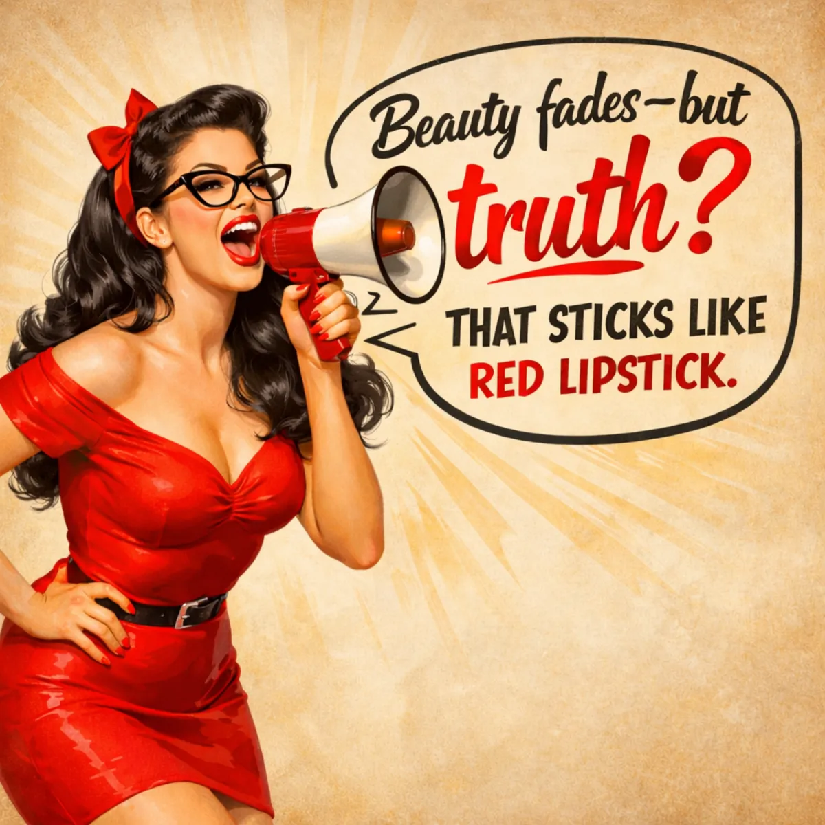 “Beauty fades—but truth? That sticks like red lipstick.”