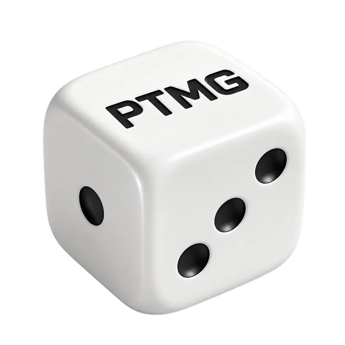Project13Media premium 3D dice (1 and 3 pips) with subtle red accent