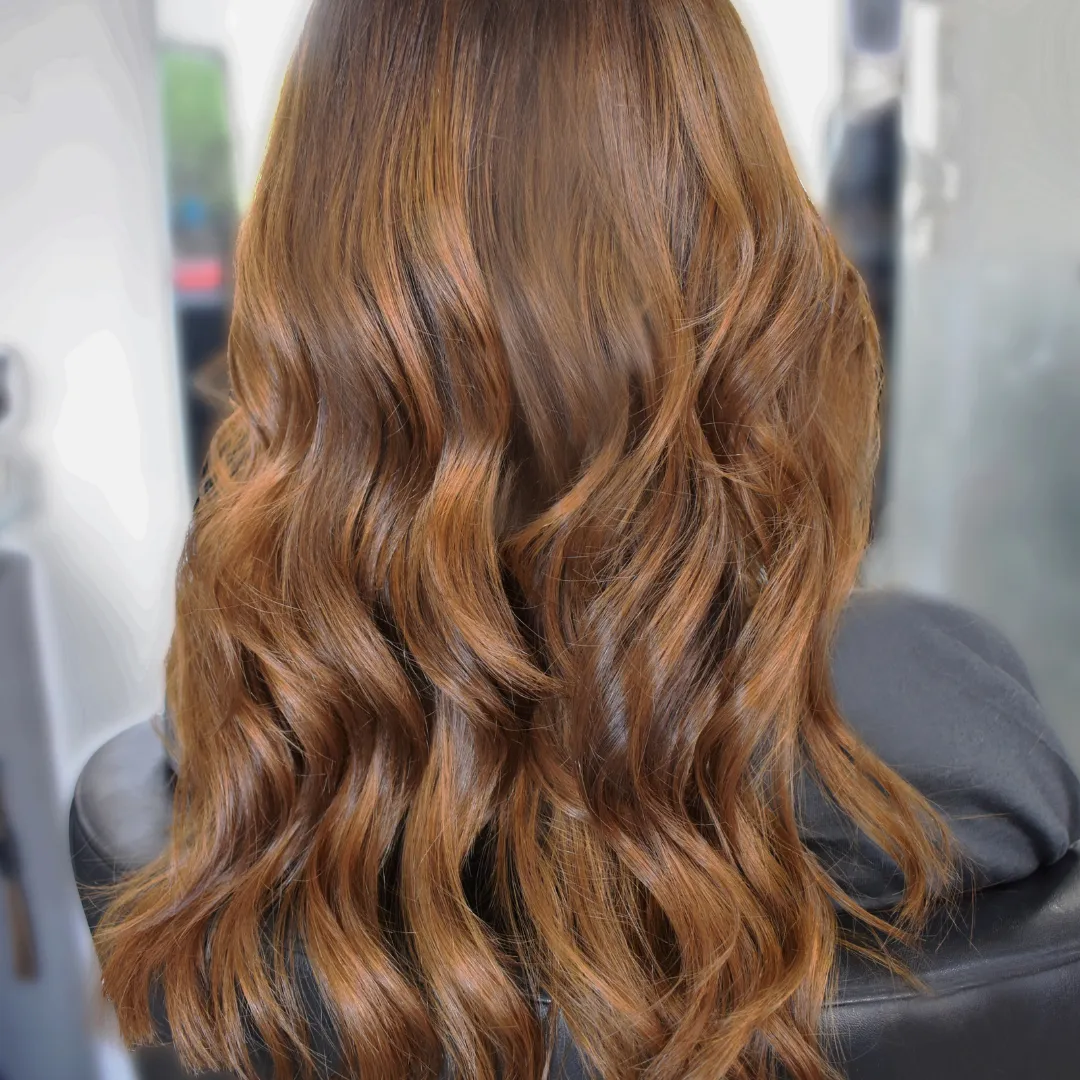 Brown hair with subtle mini highlights.