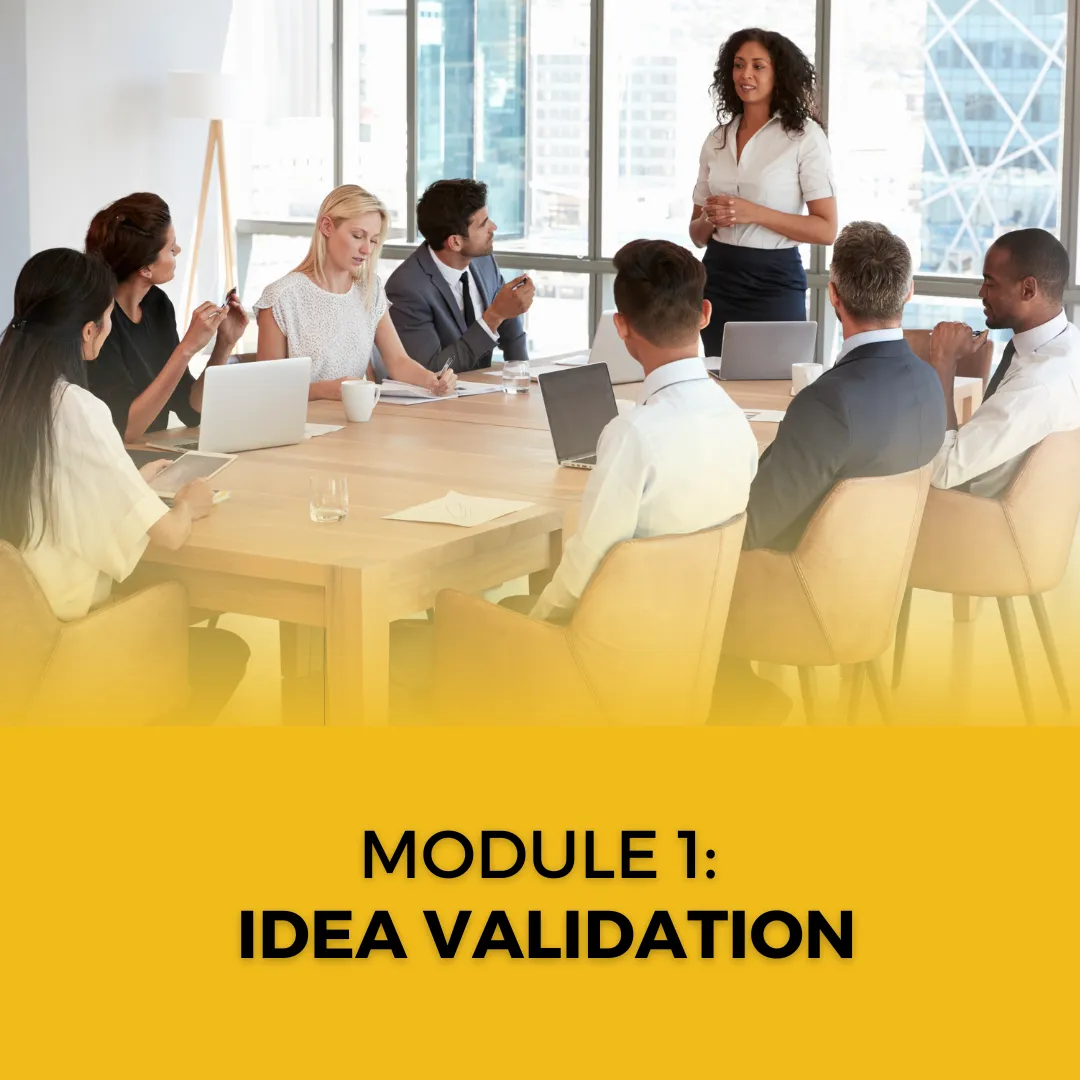 A female instructor teaching a group of small business entrepreneurs 