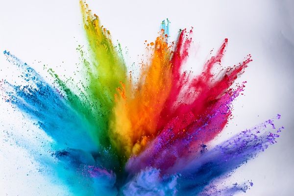 A burst of colorful chalks.