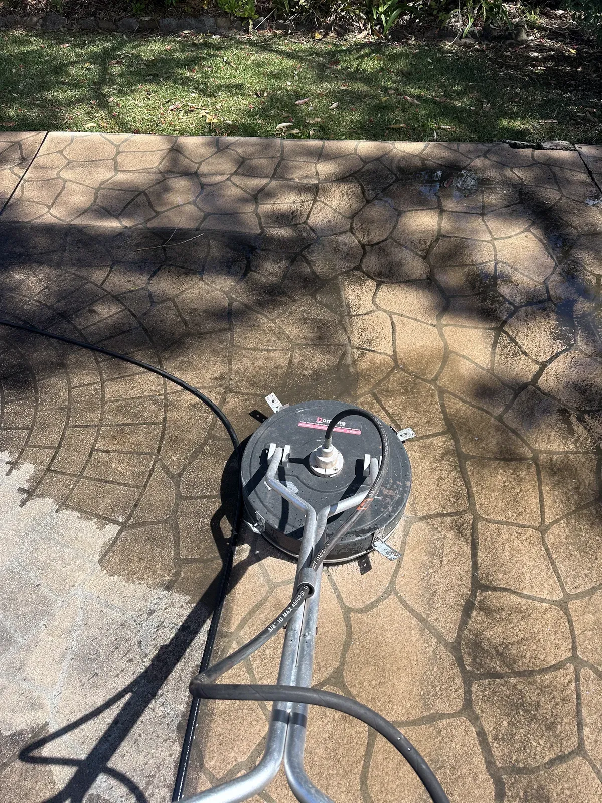 Stamped concrete under the surface cleaner