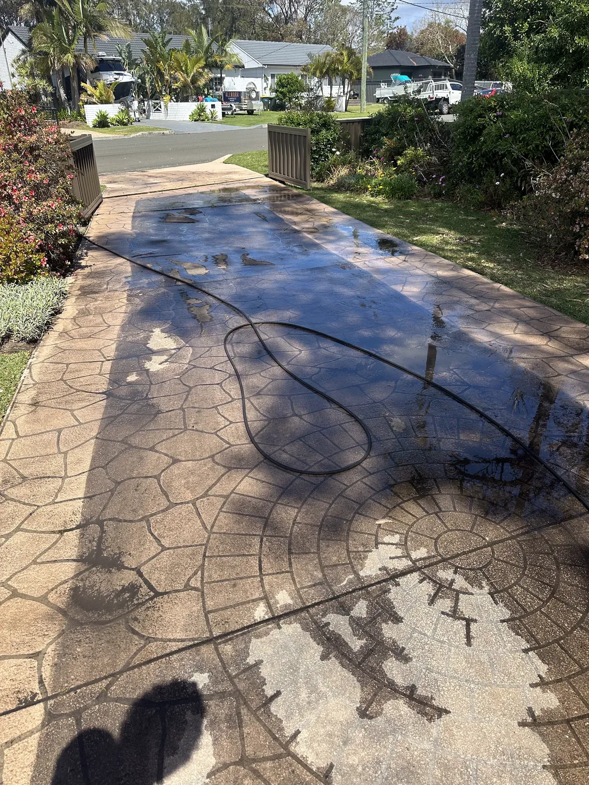 Stamped driveway, halfway through