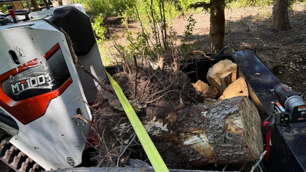 Hazardous tree removal equipment clearing fallen and dangerous trees for safe property restoration in Sun Valley Idaho