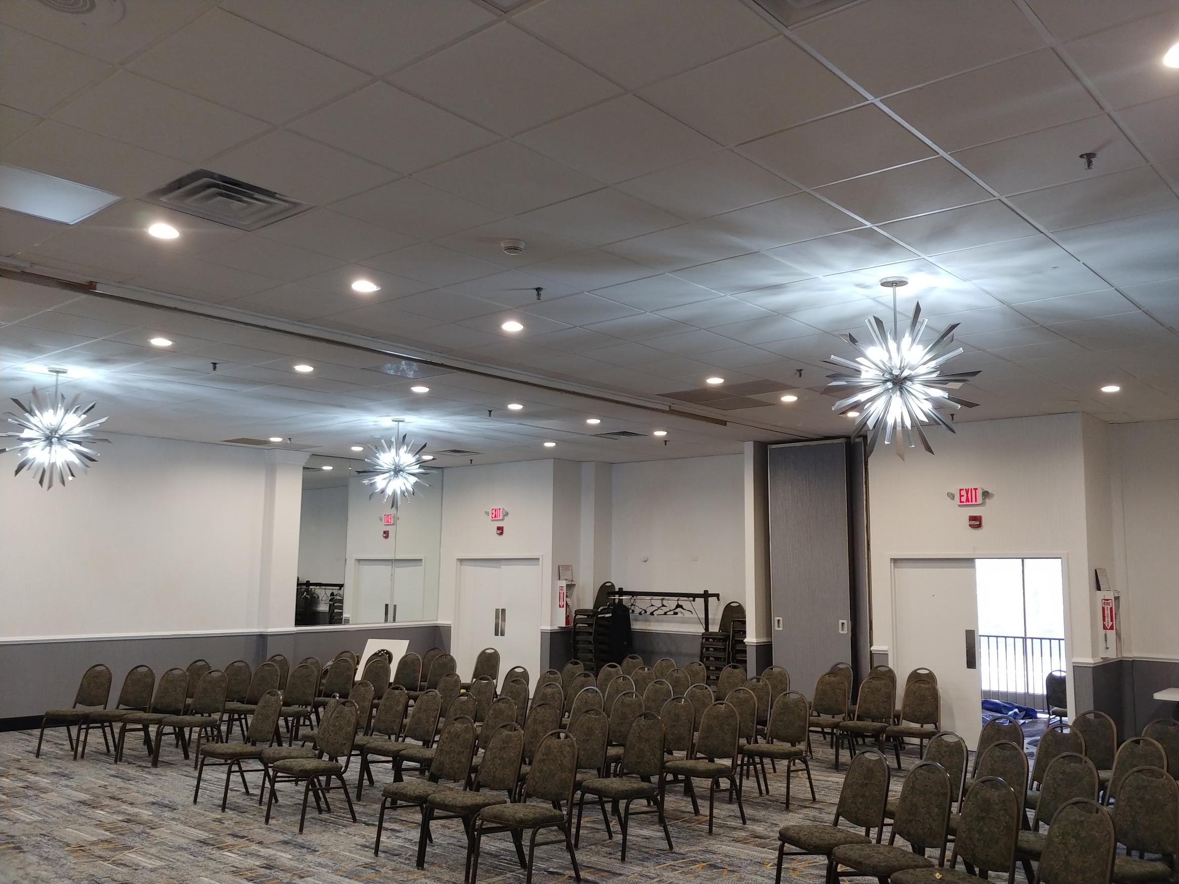 commercial event space lighting installation with ceiling fixtures Westchester NY