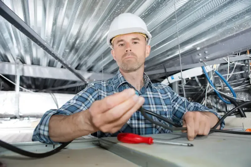 electrician installing new circuits during home rewiring NY