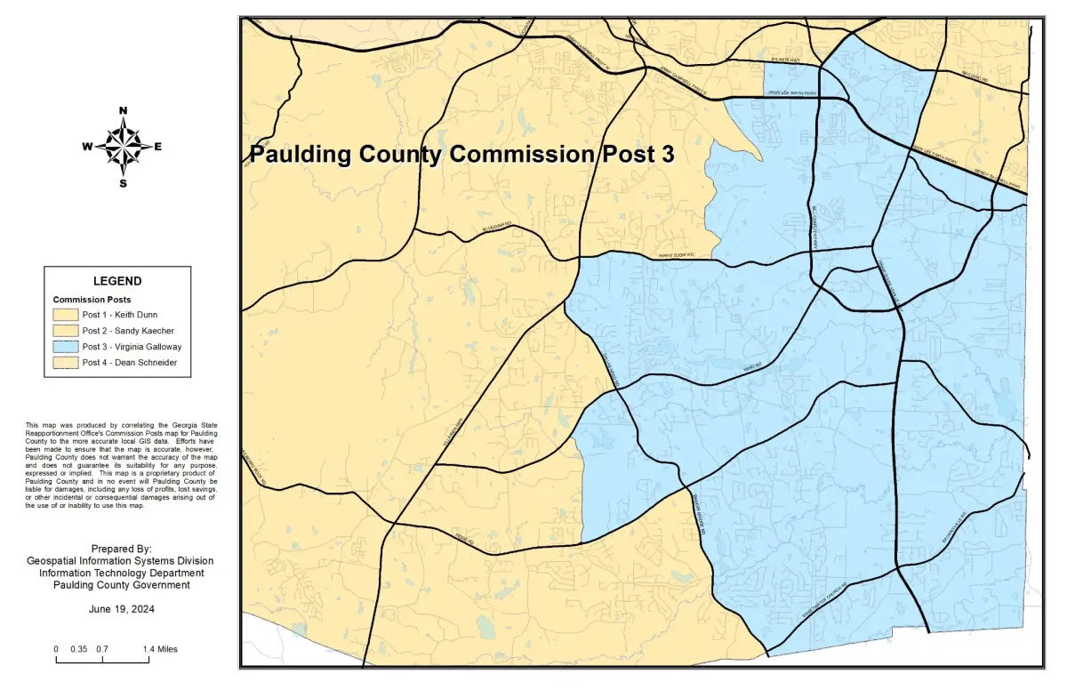 Map of Paulding County Commission Post 3
