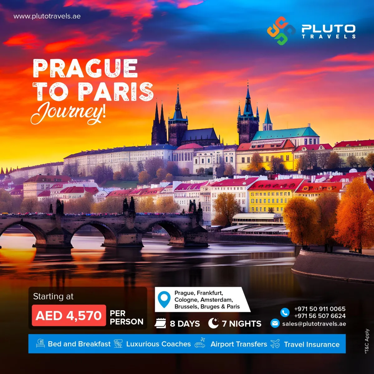 Explore Prague and Paris Together! Packages starting from AED 4,570 /person