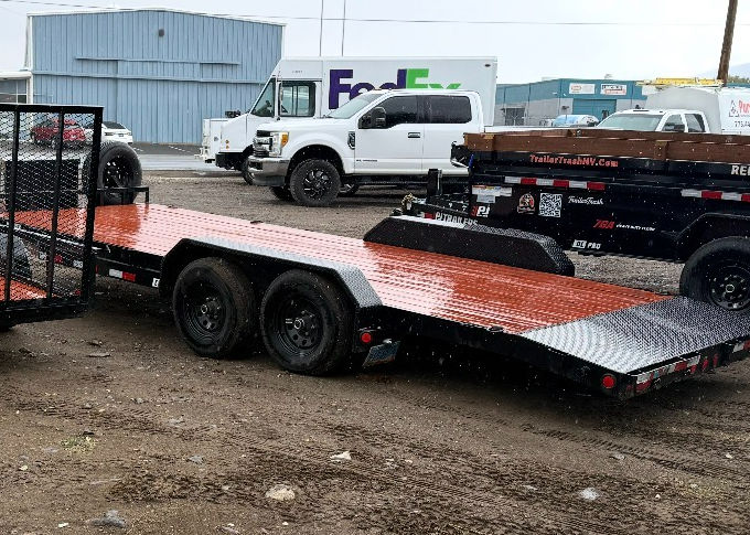 large flatbed equipment trailer