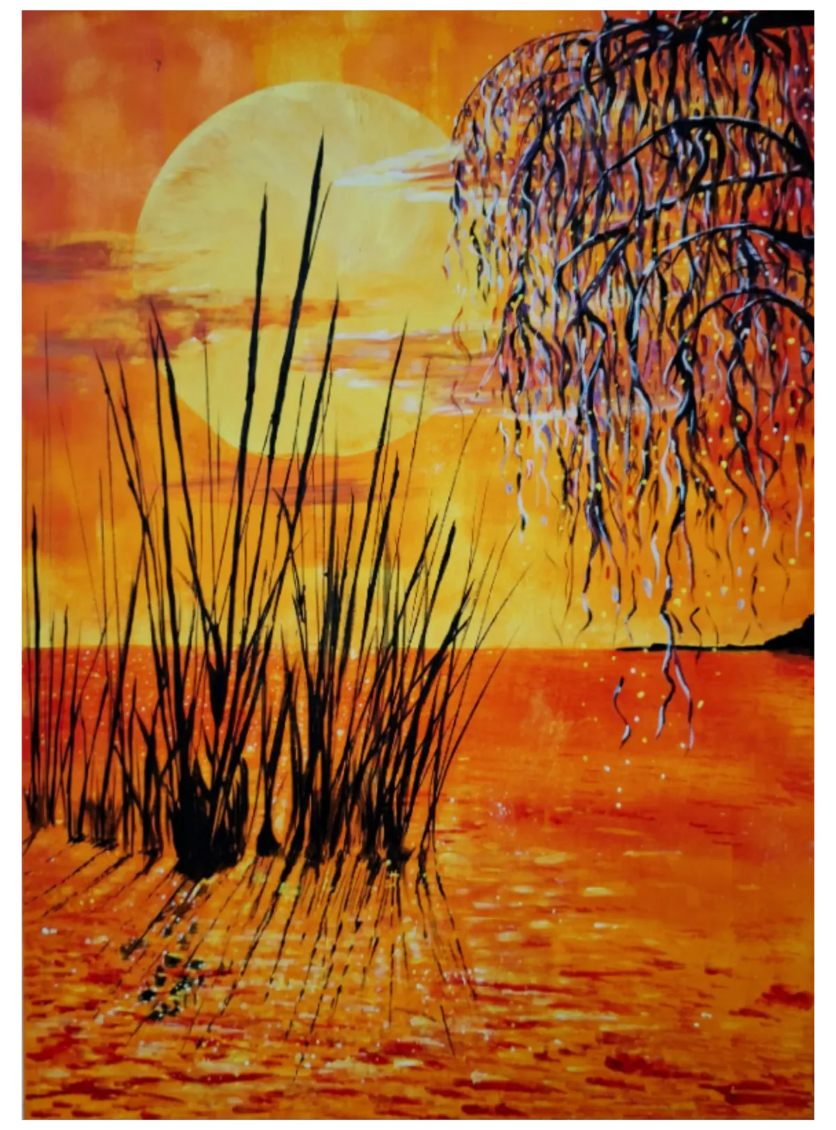 Abstraktes Leinwandbild orange Farben Kunst