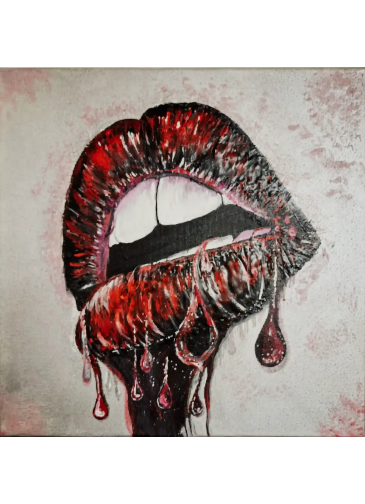 Handgemaltes Leinwandbild rote Lippen Kunstwerk