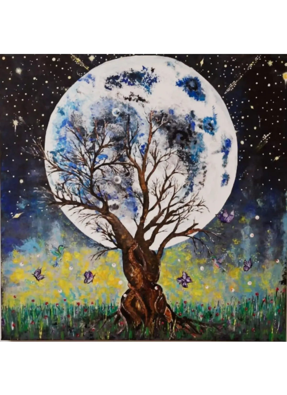 Leinwandbild Baum vor Mond Kunst