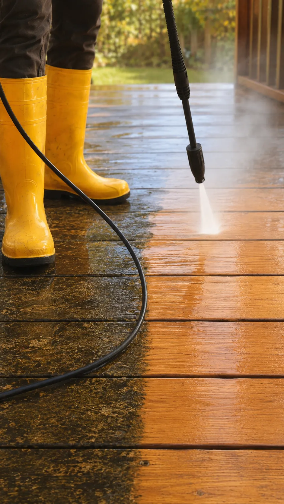 Industrial pressure washing equipment in action