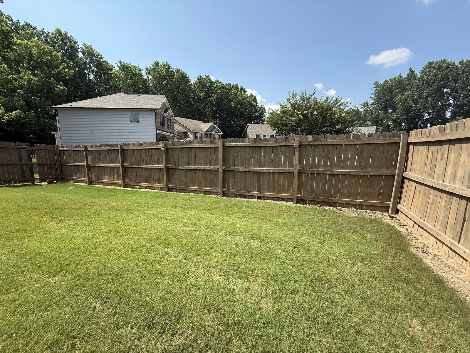 New wood privacy fence around a back yard