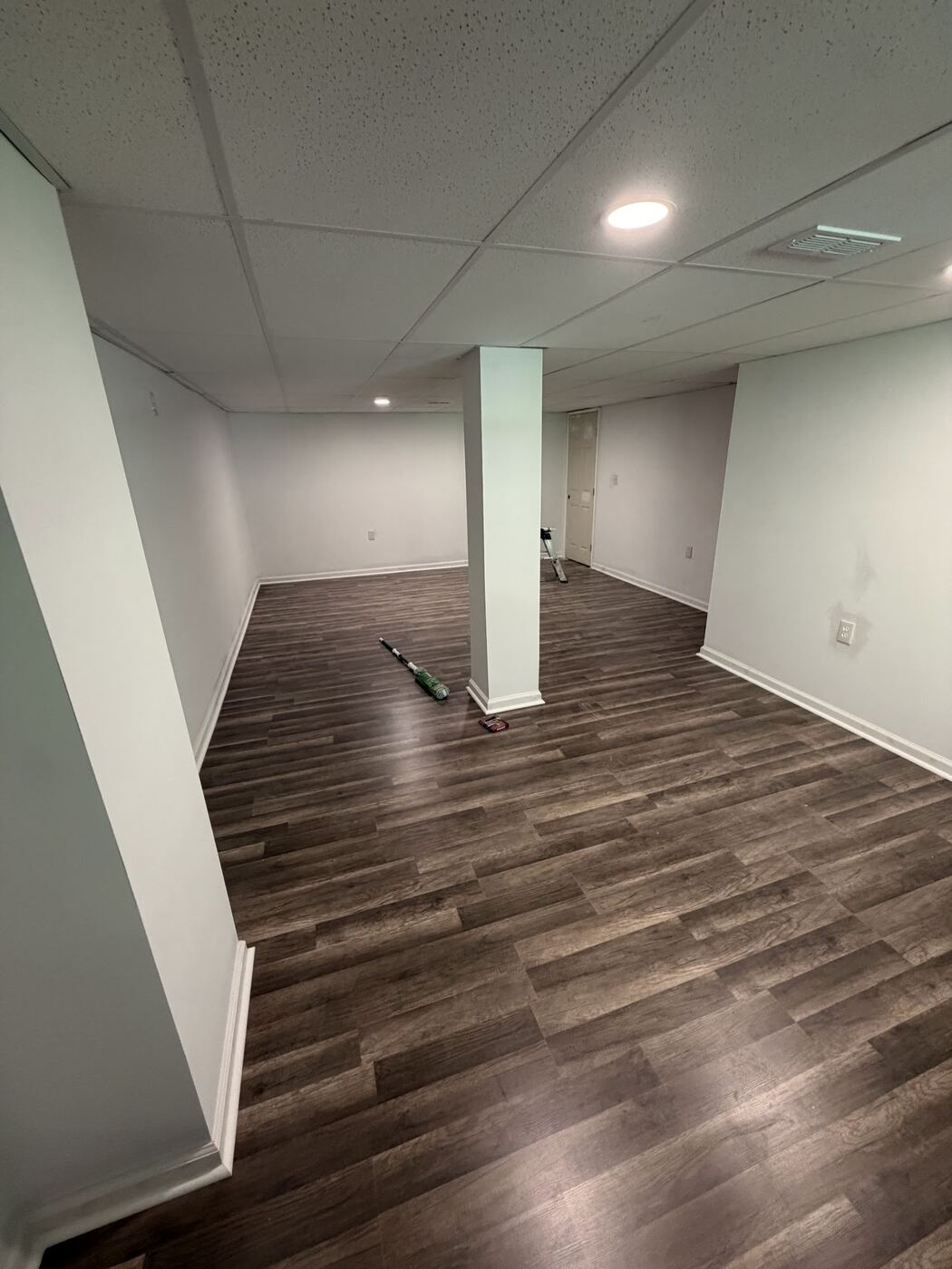 Smooth finished walls in a renovated basement