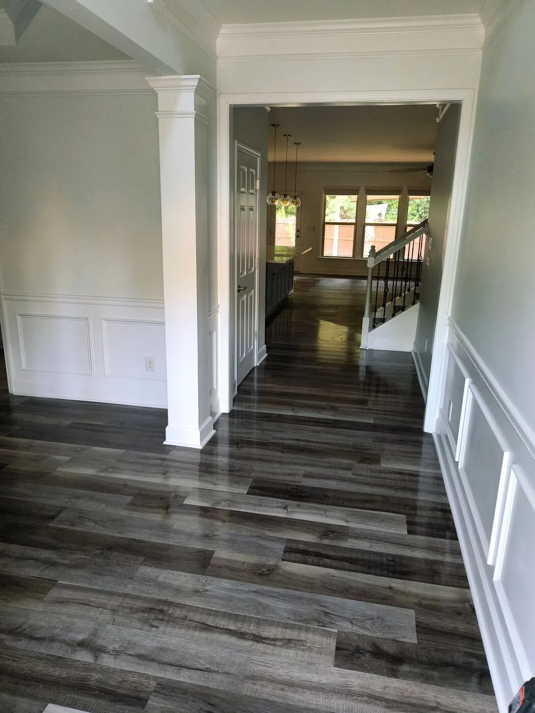 Hallway with new floors and trim