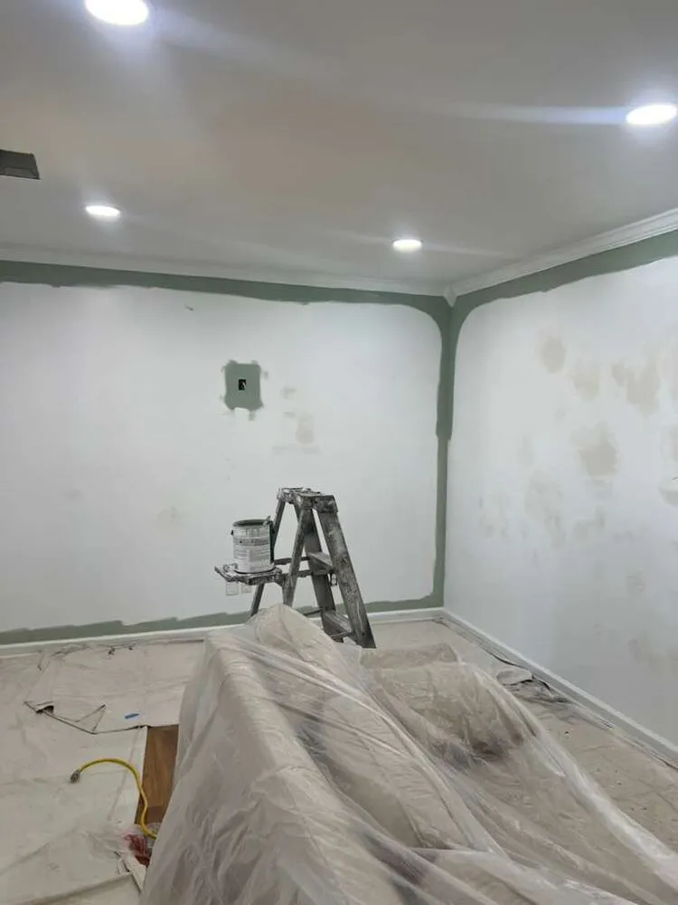 Water stained drywall before repair