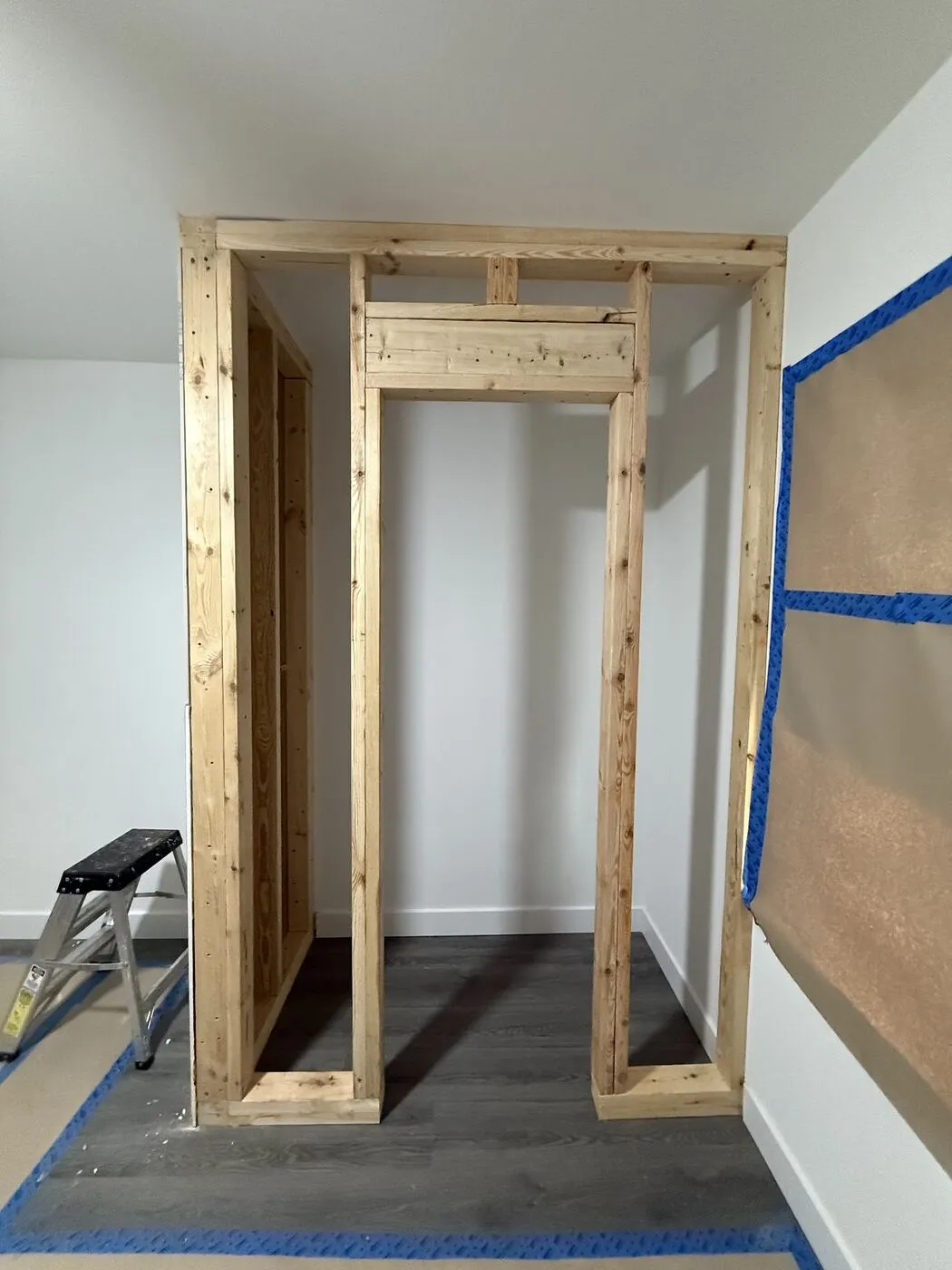 Closet framing in progress