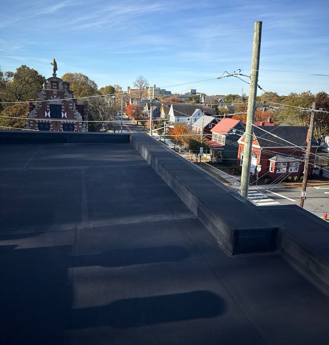 Commercial flat roof installation off of 2nd street in Lewes, DE by Platinum Roofs