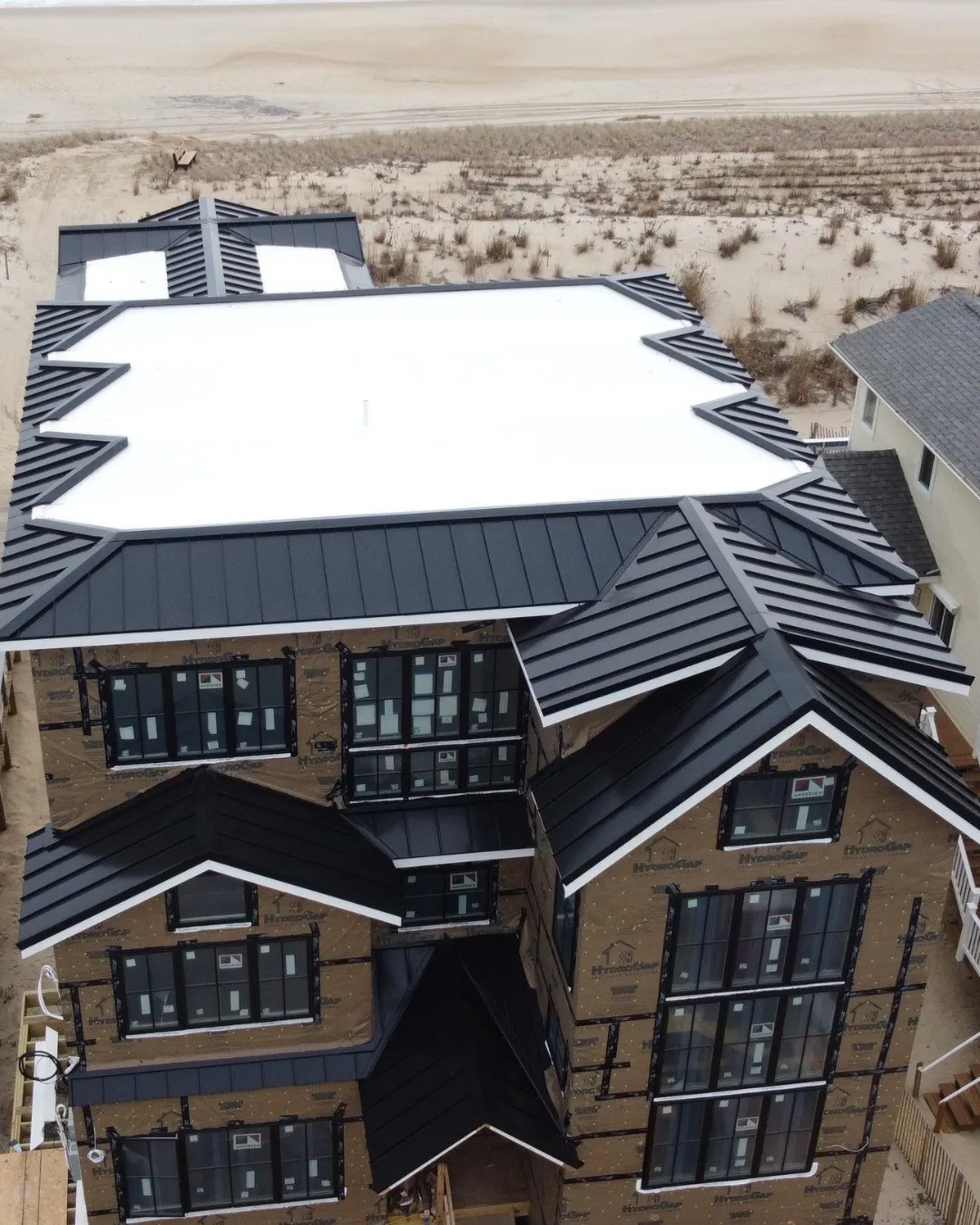 Residential metal roof installation in progress