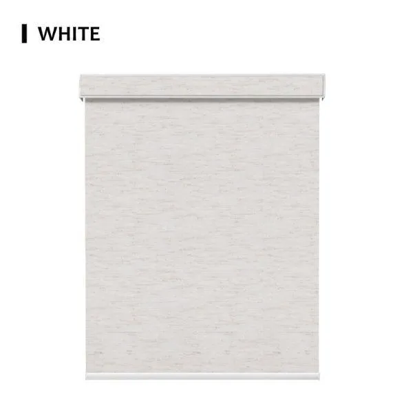 White Fabric Light Filtering Roller Shades 70% Blackout Linen