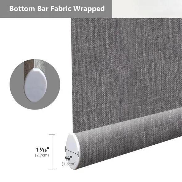Fabric Wrapped Bottom Bar Roller Shades 100% Blackout Vigor