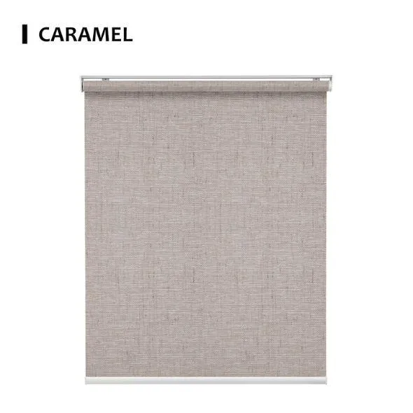 Caramel Fabric Light Filtering Roller Shades 70% Blackout Linen
