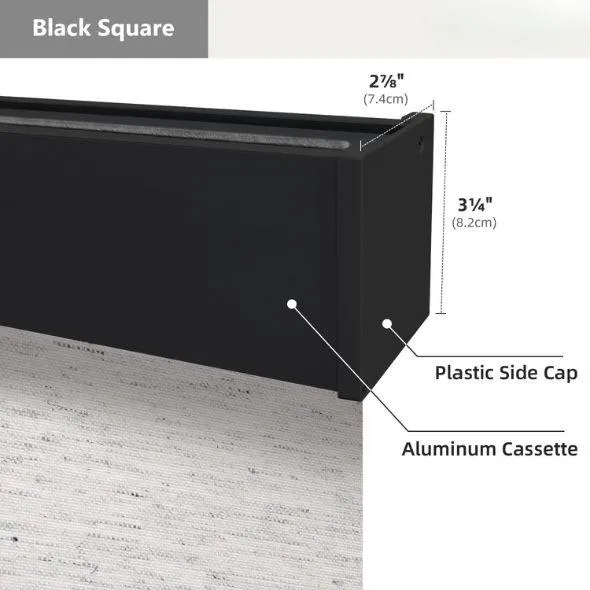Black Square Valance Light Filtering Roller Shades 70% Blackout Linen