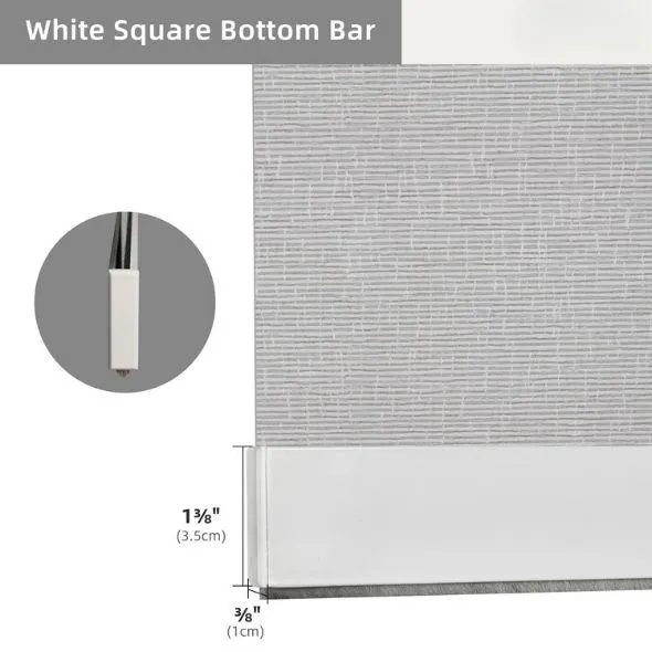 White Square Standard Bottom Bar Roller Shades 100% Blackout Safari