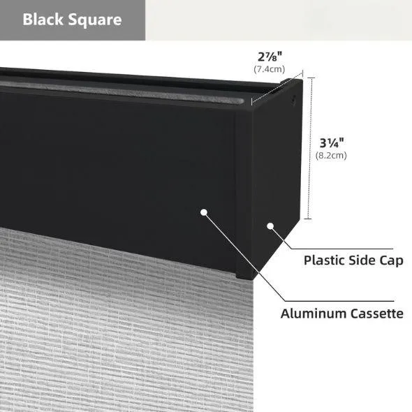 Black Square Valance Roller Shades 100% Blackout Safari