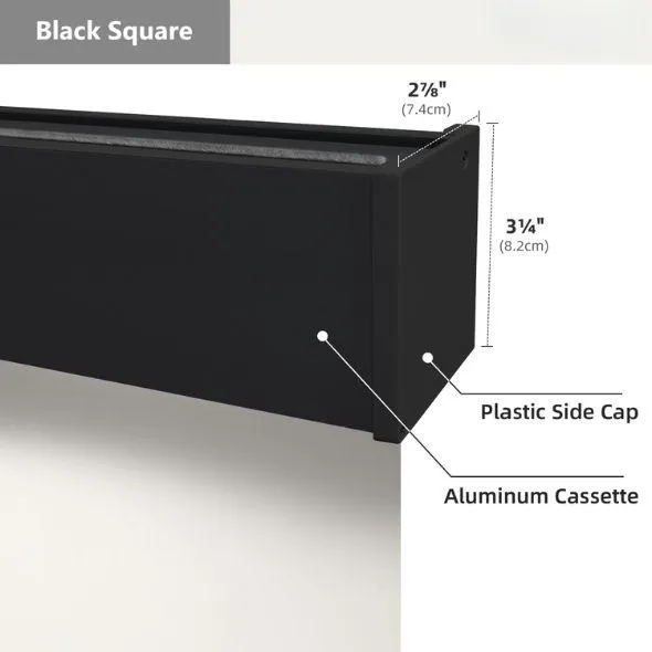 Black Square Valance Roller Shades 100% Blackout Vinyl 