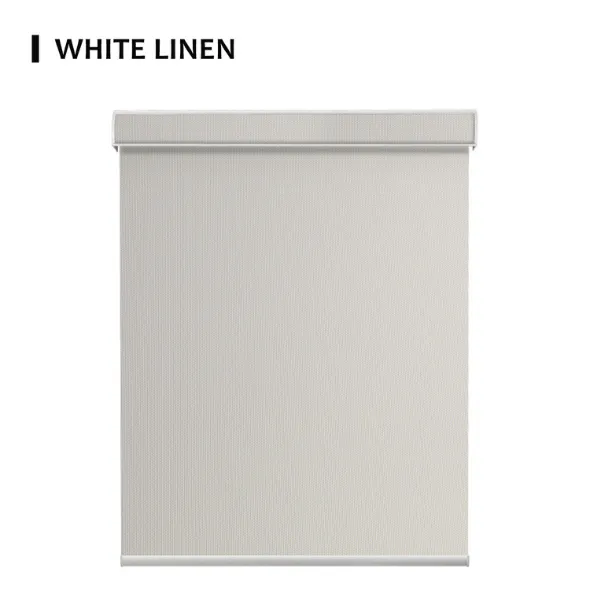White Linen Fabric Light Filtering Solar Shades 5% Openness Aventus
