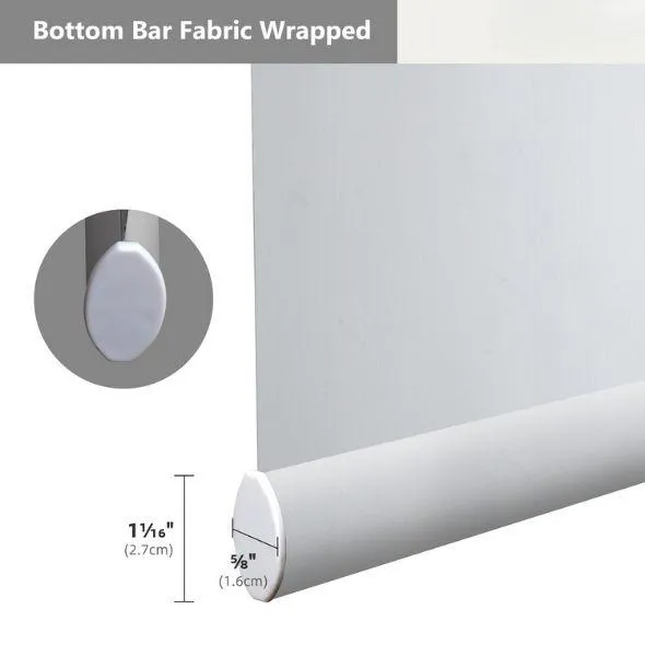 Fabric Wrapped Bottom Bar Roller Shades 100% Blackout Vinyl 
