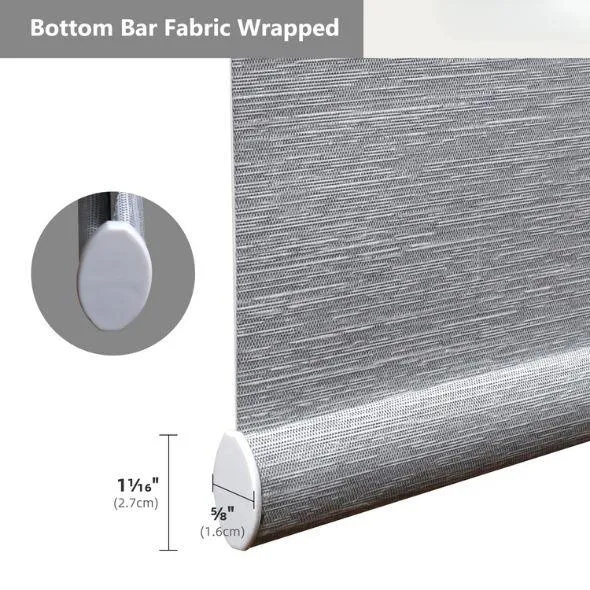 Fabric Wrapped Bottom Bar Valance Roller Shades 100% Blackout Essential