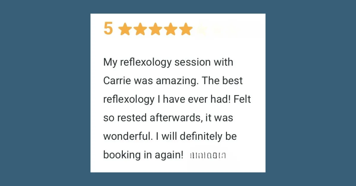 Testimonial for Carrie Druce Hitchin Reflexology