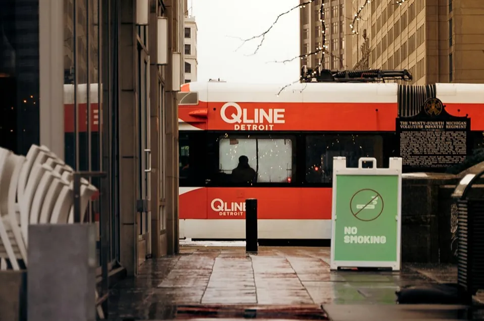 Photo of the QLine Streetcar in Detroit