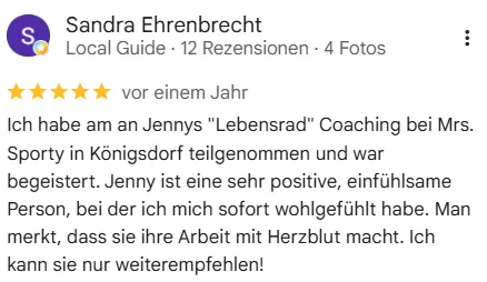 Tolles Kundenfeedback für Jenny