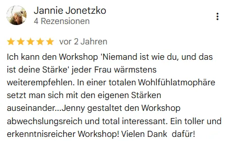 Tolles Kundenfeedback für Jenny