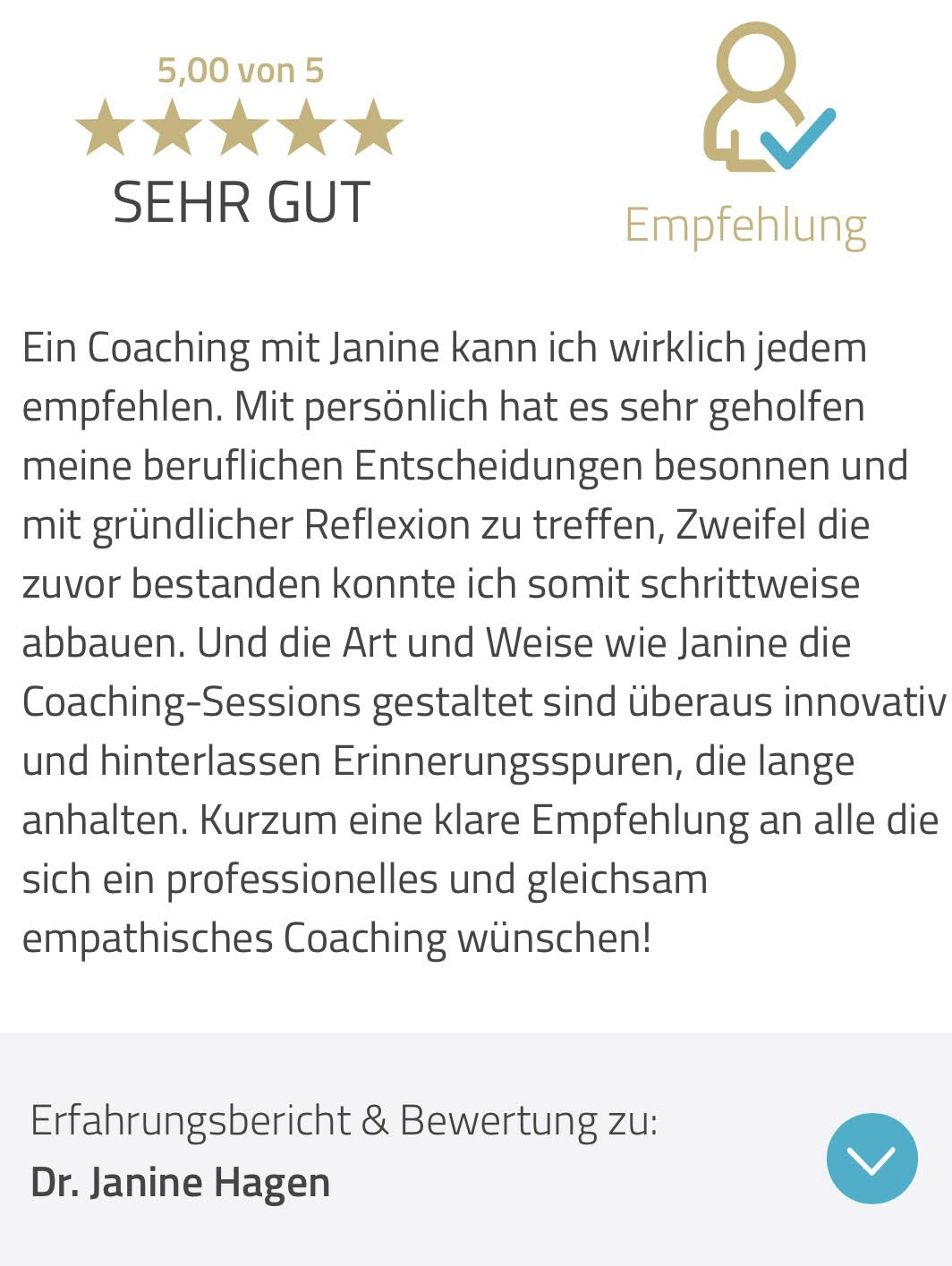 Kundenfeedback für Janine Hagen