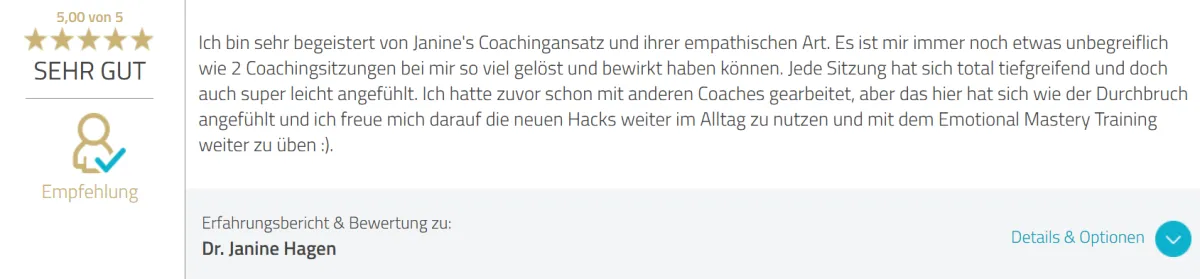 Kunden sind begeistert vom Coaching von Janine Hagen