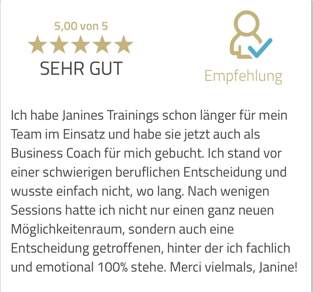 Der Kunde konnte dank Janine endlich eine Entscheidung treffen.