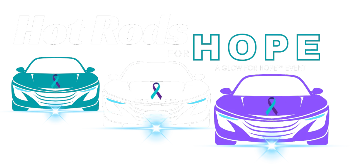 Hot Rods For Hope logo \ a Glow For Hope event to raise awareness of suicide prevention ad mental health