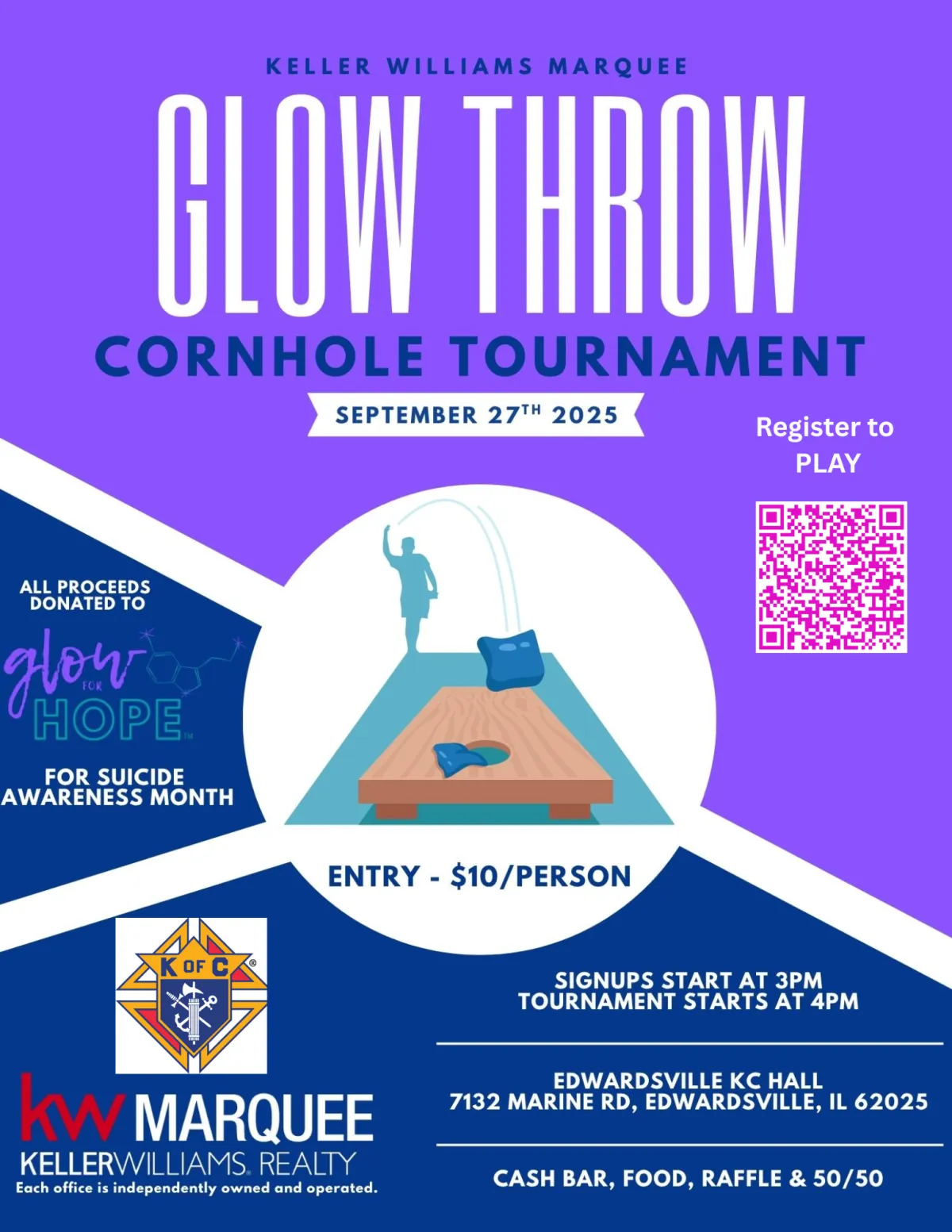 Keller Williams Marquee Glow Throw Cornhole Tournament